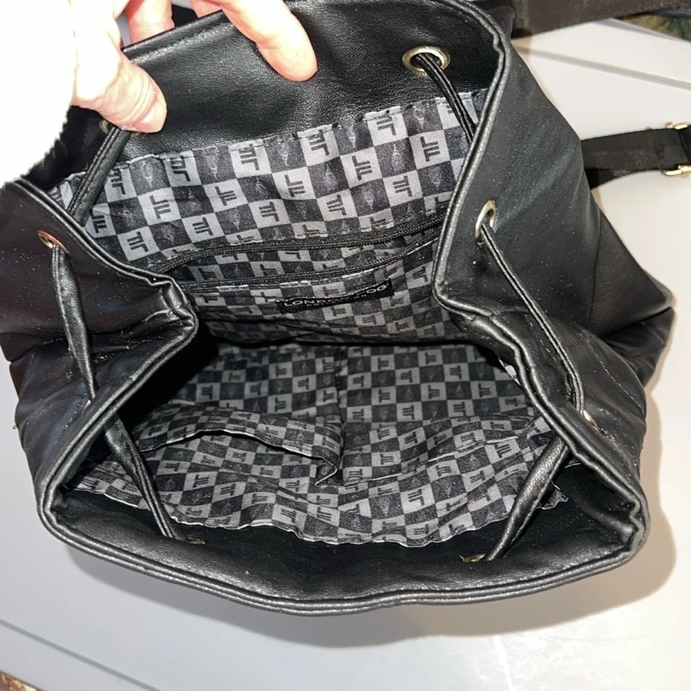 NWT London Fog Alice Quilted Backpack BLACK